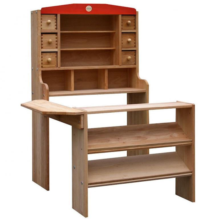 Kaufladen Tante Emma mit Verkaufsstand - robuster, geölter Erlenkaufladen