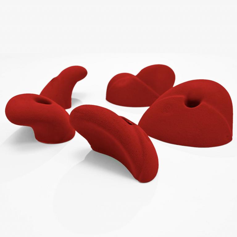 Henkel-Klettergriffe-Kreuzspitz - in rot - ergonomisch geformte Griffe, die man gut greifen kann
