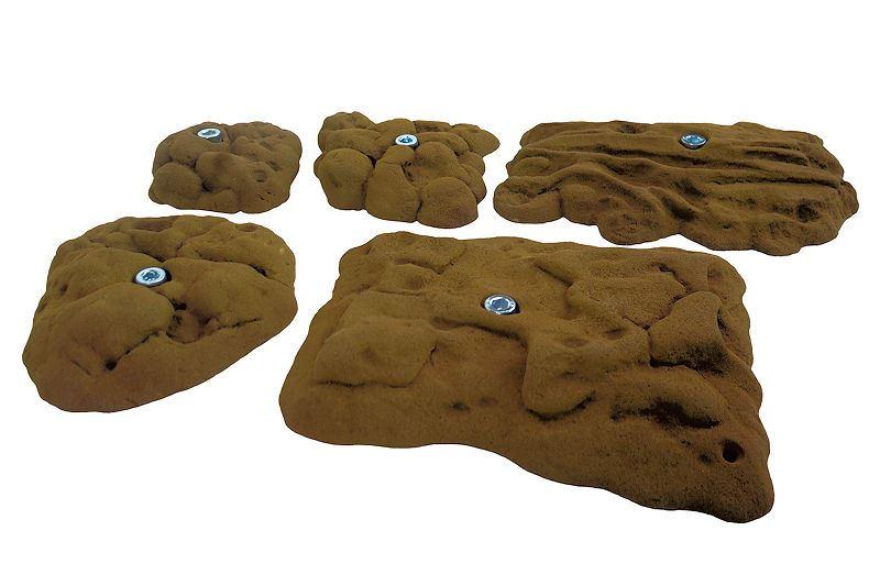 Klettergriffe-Set-Naturstein-Flachstein-braun - die Klettergriffe in Steinoptik kommen der Natur sehr nahe. Kein Griff ist nach Maß sondern hat natürlich geformte Ecken und Kanten. Klettergriffe-Set-Naturstein-Flachstein-braun - naturgetreue Klettergriffe in Steinoptik