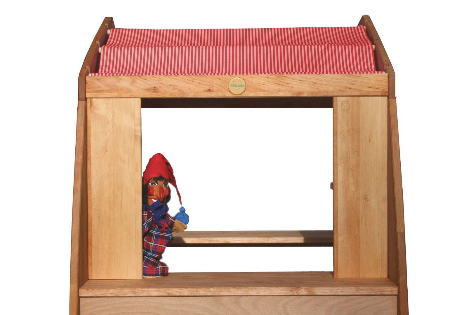 Kaufladen Lina - umfunktioniert als Puppentheater. Die Spielmöbel genügen höchsten Ansprüchen. Kaufladen Lina als Theater - mit Regale, Schubladen und Ablagefläche