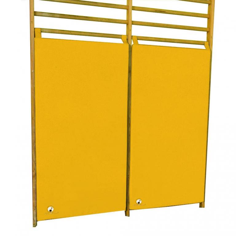 Prallschutzmatte-Sprossenwand-gelb - für mehr Sicherheit in Turnhallen