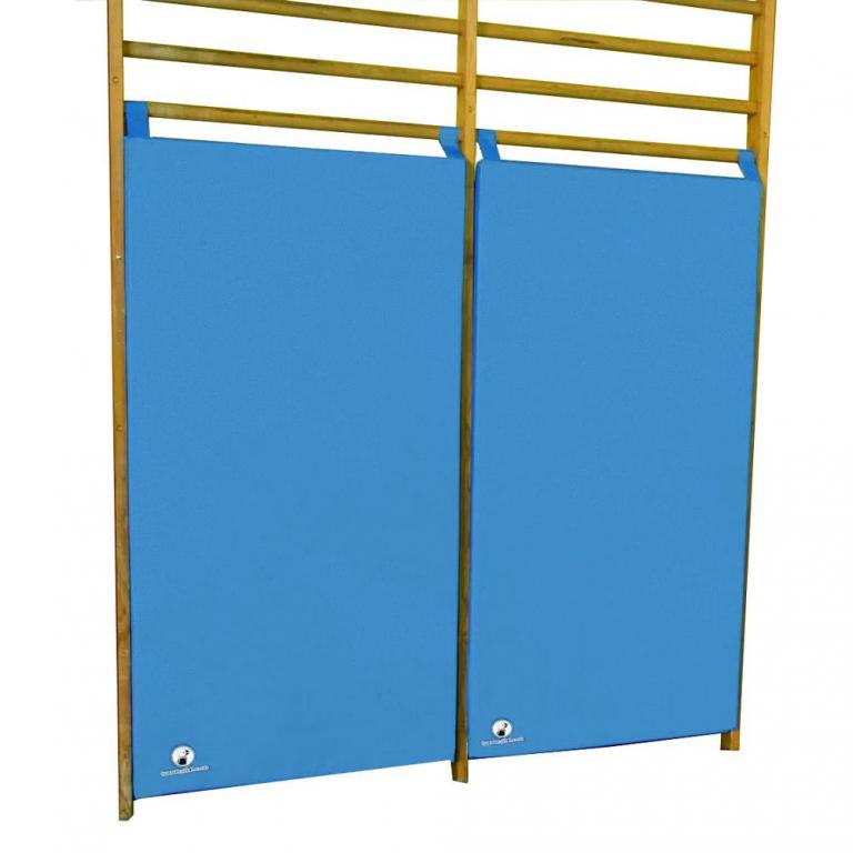 Prallschutzmatte-Sprossenwand-hellblau - für mehr Sicherheit in Turnhallen
