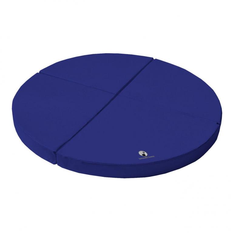 Weichbodenmatte rund 4-teilig - dunkelblau - Unsere runde Weichbodenmatte besteht aus vier Viertelkreisen, welche sich dank stabiler Klettverbindungen an den Laschen miteinander verbinden lassen. 
