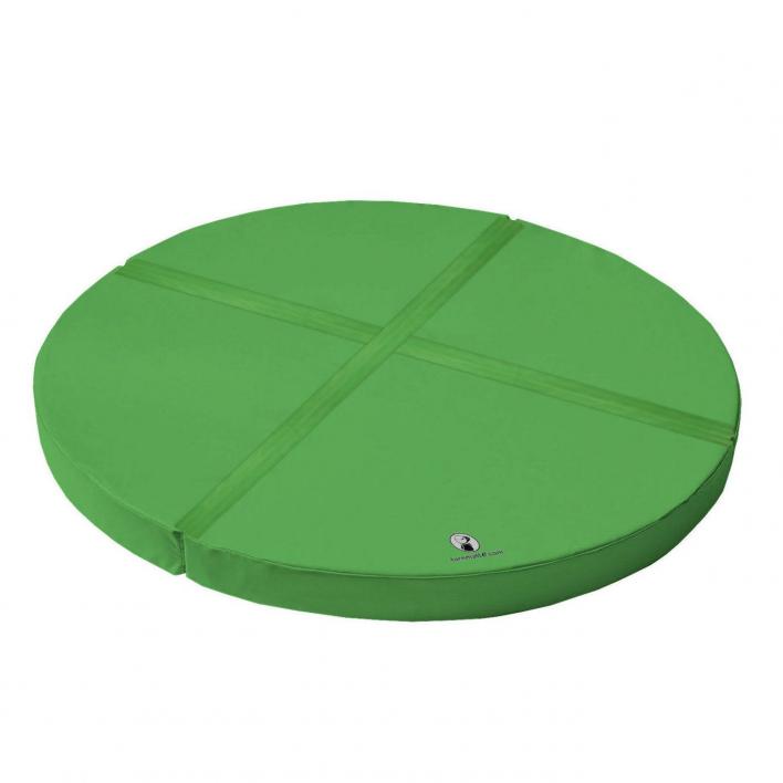 Weichbodenmatte rund 4-tlg. - grün - die Viertelkreise werden mit einem Klettstreifen miteinander verbunden