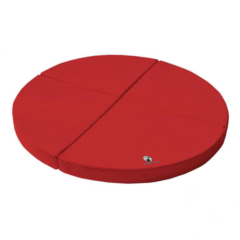 Weichbodenmatte rund 4-teilig - rot - Unsere runde Weichbodenmatte besteht aus vier Viertelkreisen, welche sich dank stabiler Klettverbindungen an den Laschen miteinander verbinden lassen. 
