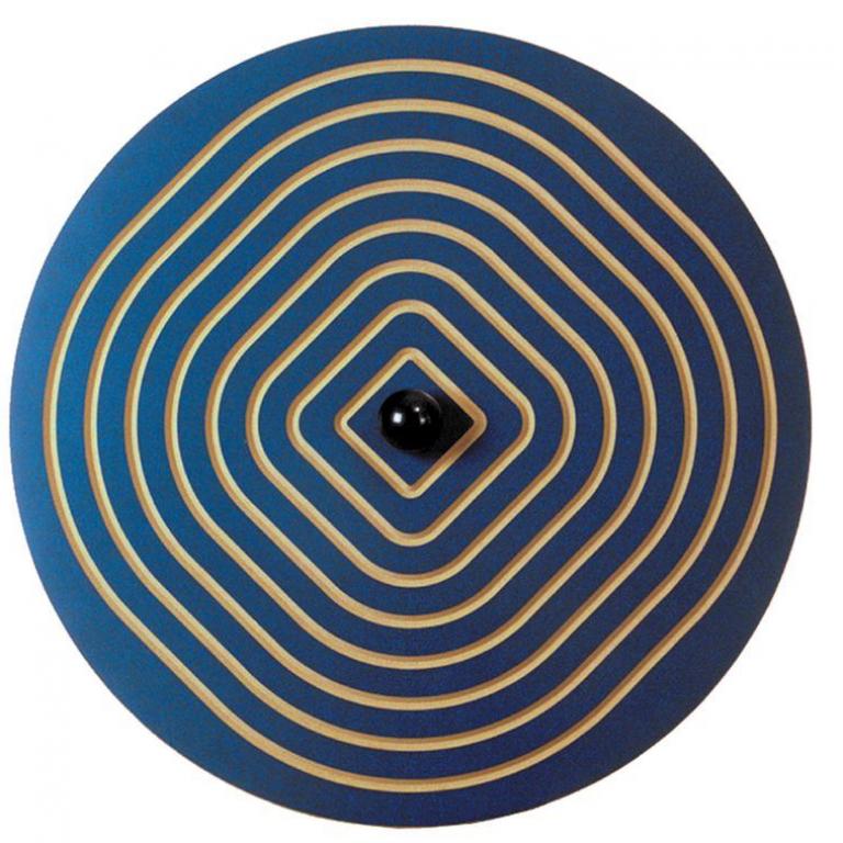 Wandkreisel - Welle - blau - runde Schwungscheibe aus farbig beschichtetem MDF-Holz